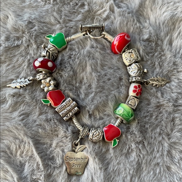 Willabee & Ward Silver and Red Charm Bracelet - Picture 1 of 6